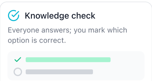 The Knowledge check question type card