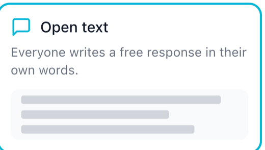 The Open text question type card