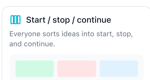 The Start / stop / continue question type card