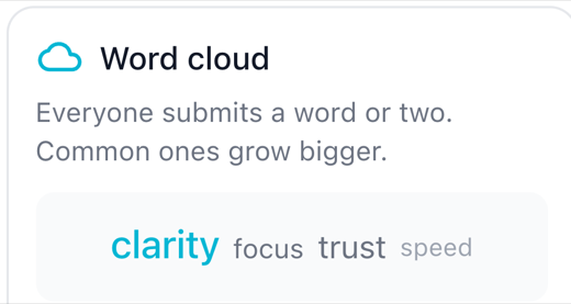 The Word cloud question type card